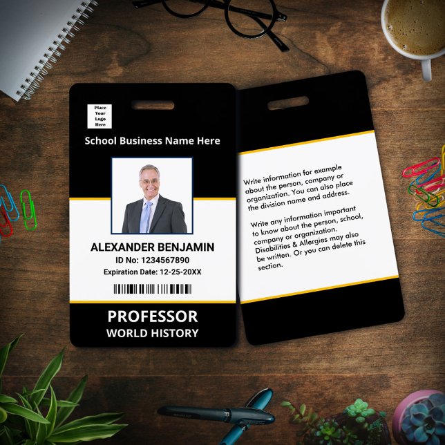 Crachá Foto do funcionário da escola Barra Código Nome Pe (School Employee Photo Bar Code Name Custom Badge is professional for your employees. )