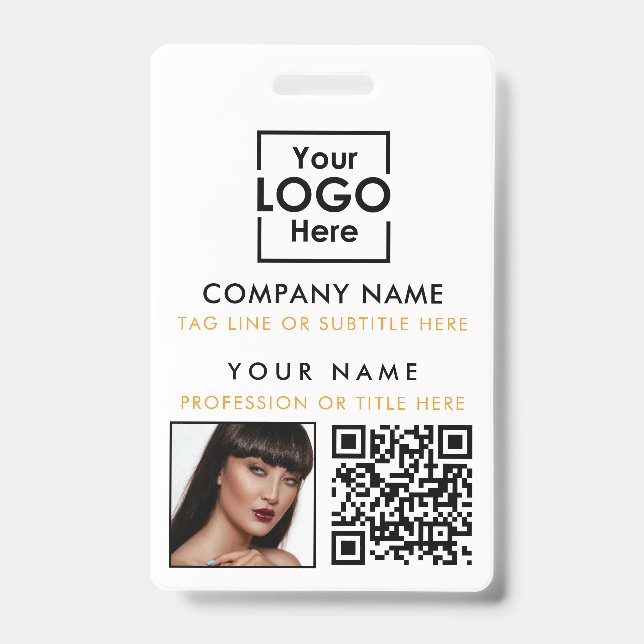 Crachá Foto do funcionário ID Código QR personalizado Imp (Frente)