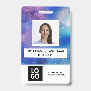 Crachá Foto do Funcionário Personalizada Nome Galaxy