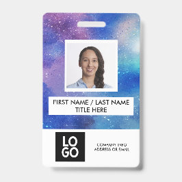 Crachá Foto do Funcionário Personalizada Nome Galaxy