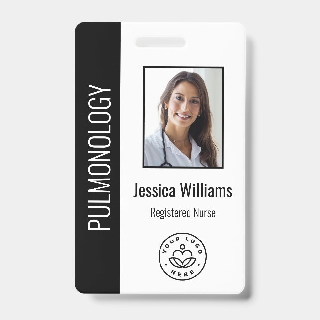 Crachá Foto do funcionário personalizado Blue White ID Pr (Frente)