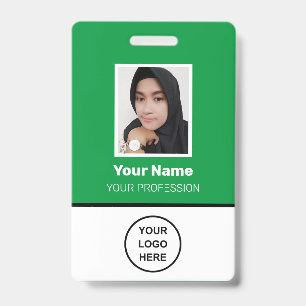 Crachá Foto do funcionário verde personalizada, código de