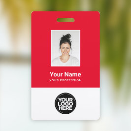 Crachá Foto do Funcionário Vermelha Personalizada, Código