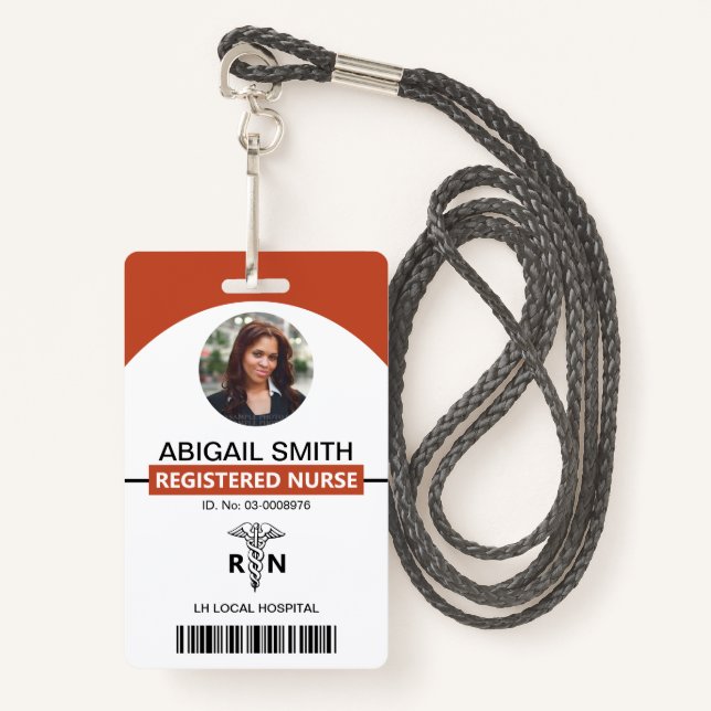 Crachá Foto do Hospital RN caduceus terracotta (Frente com cordão)