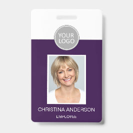 Crachá Foto do logotipo do nome do funcionário roxo Traba