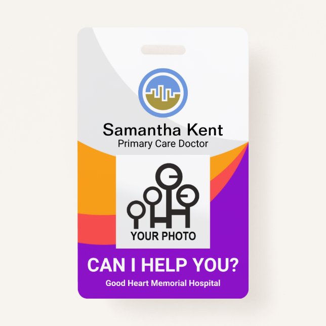 Crachá Foto do Médico da Curvatura da Onda Rainbow (Frente)