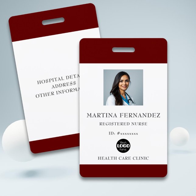 Crachá Foto ID de Enfermeira Registrada Marrom (Criador carregado)