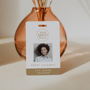 Crachá Foto ID de Funcionário ou Professor com Logo Doura