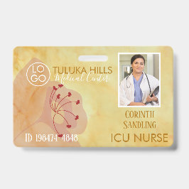 Crachá Foto Médica Corações Florais