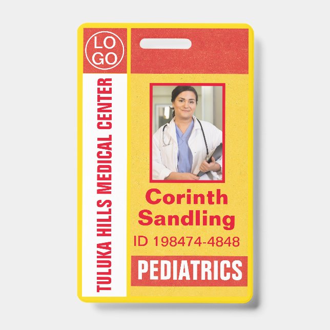 Crachá Foto Medica Laranja e Amarelo Retro (Frente)