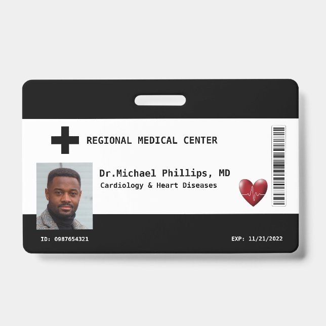 Crachá Foto, Nome, Código de Barras, Logotipo Personaliza (Frente)