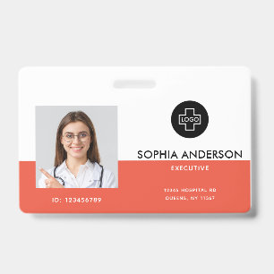 Crachá Foto personalizada, código do Bar, logotipo, Crach