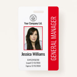 Crachá Foto personalizada, código do Bar, logotipo, nome