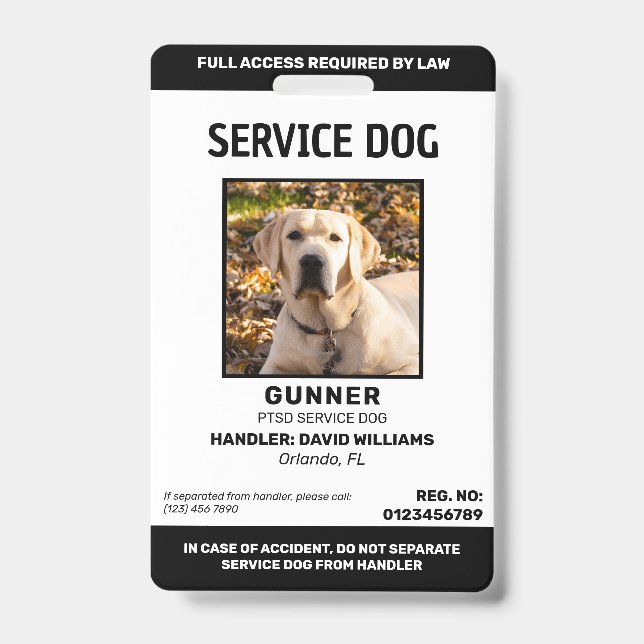 Crachá Foto personalizada de cachorro branco do serviço p (Frente)