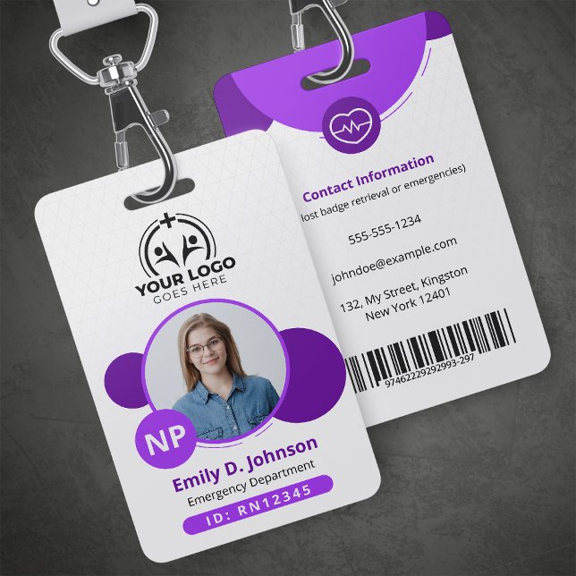 Crachá Foto Personalizada de Enfermeira NP com Nome (Criador carregado)