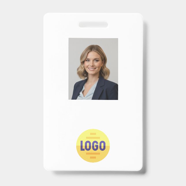 Crachá Foto Personalizada de Funcionário, Código de Barra (Frente)
