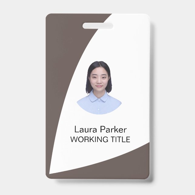 Crachá Foto personalizada de funcionário de negócios de c (Frente)