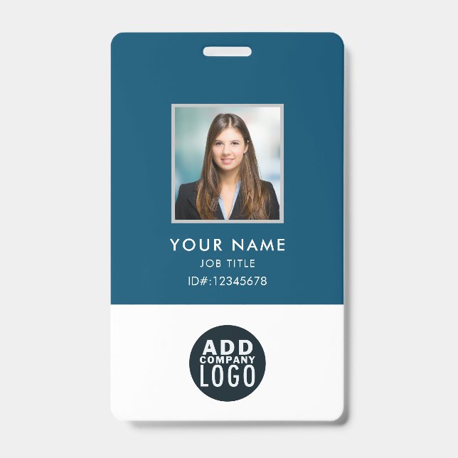 Crachá Foto personalizada de funcionários com logotipo co (Frente)