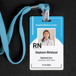 Crachá Foto personalizada de pessoal médico Turquoise