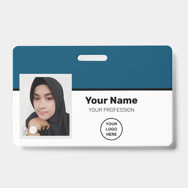 Crachá Foto personalizada do funcionário - Código de barr (Frente)