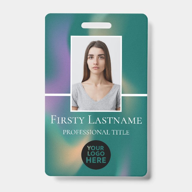 Crachá Foto personalizada do funcionário, código de barra (Frente)