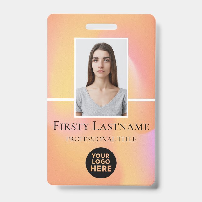 Crachá Foto personalizada do funcionário, código de barra (Frente)