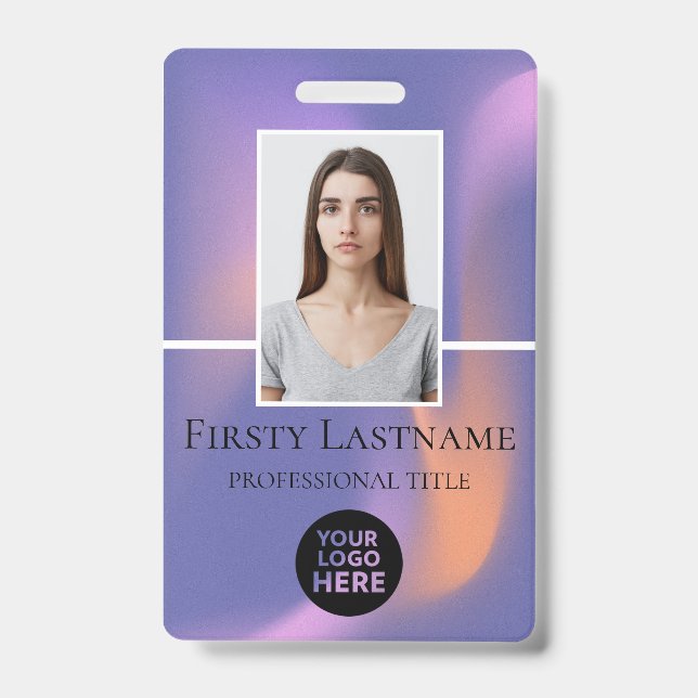 Crachá Foto personalizada do funcionário, código de barra (Frente)