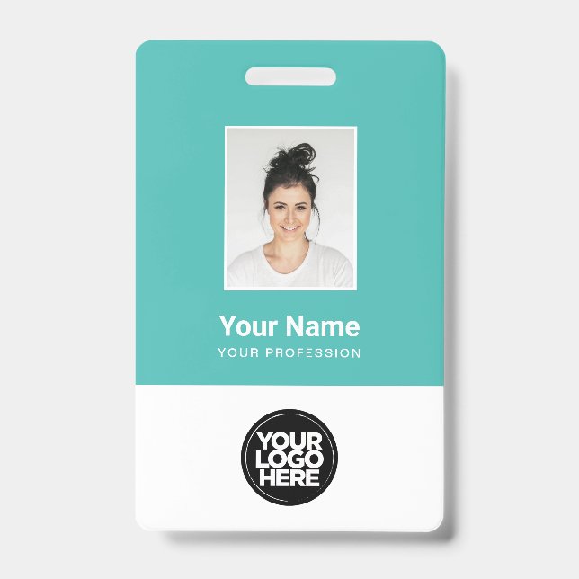 Crachá Foto personalizada do funcionário, código Qr, logo (Frente)