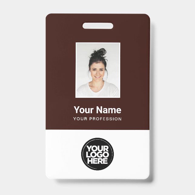 Crachá Foto personalizada do funcionário, código Qr, logo (Frente)