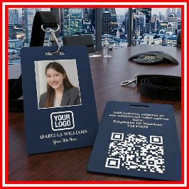 Crachá Foto Personalizada do Funcionário, Código QR, Logo