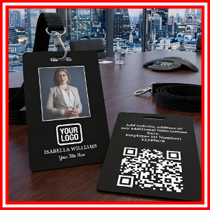 Crachá Foto Personalizada do Funcionário, Código QR, Logo
