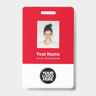 Crachá Foto personalizada do funcionário, código Qr, logo