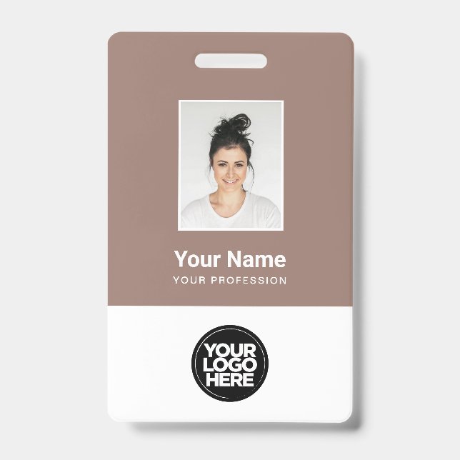 Crachá Foto personalizada do funcionário, código Qr, logo (Frente)