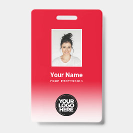 Crachá Foto Personalizada do Funcionário Gradiente Vermel