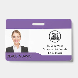 Crachá Foto personalizada do funcionário, nome, logotipo,
