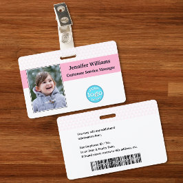 Crachá Foto Personalizada do Funcionário Nome Logotipo Có
