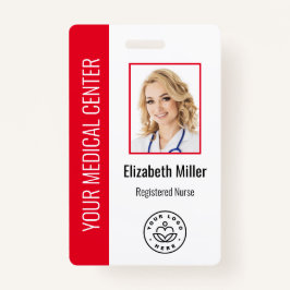 Crachá Foto personalizada profissional médico vermelho