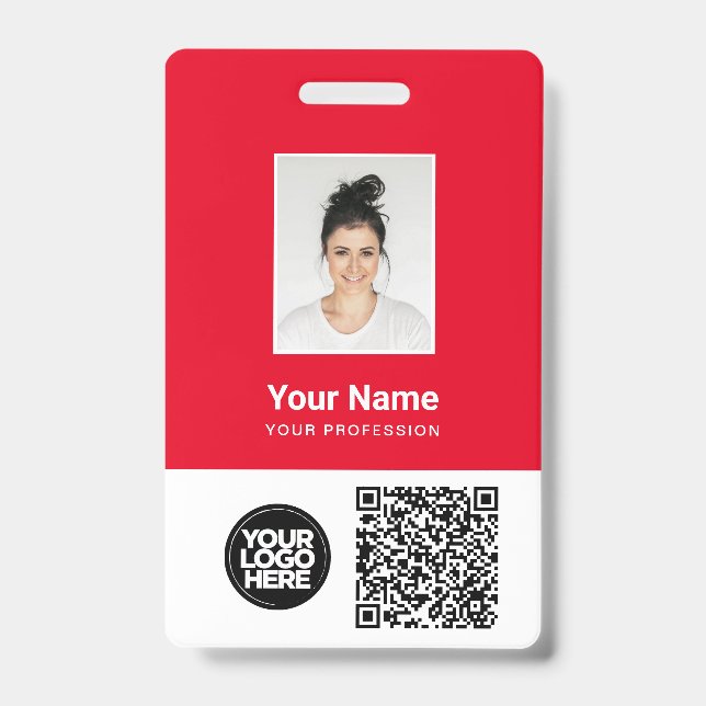 Crachá Foto personalizada, Qr e código de Bar, logotipo,  (Frente)