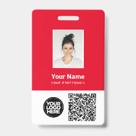 Crachá Foto personalizada, Qr e código de Bar, logotipo, 