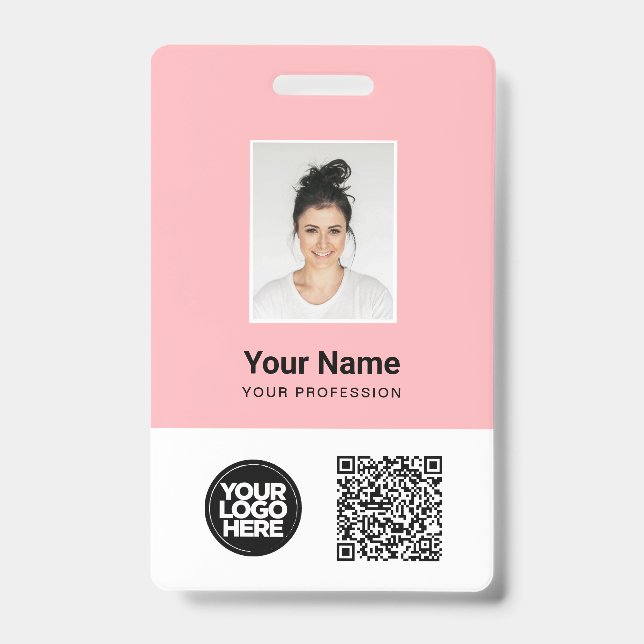 Crachá Foto personalizada, Qr e código de Bar, logotipo,  (Frente)