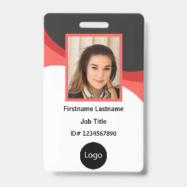 Crachá Foto personalizada vermelha e preta de funcionário