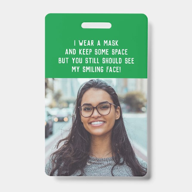 Crachá Foto professor enfermeira verde nome (Frente)