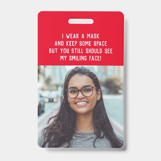 Crachá Foto professor enfermeira vermelho nome (Frente)