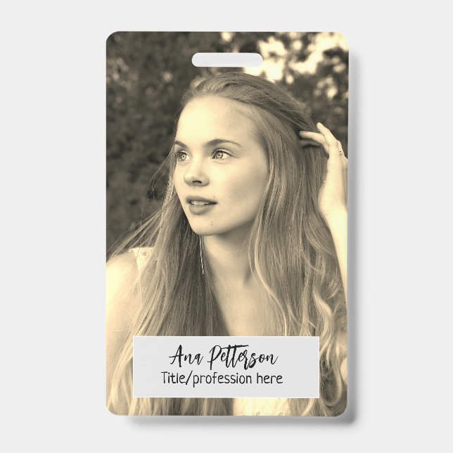 Crachá foto profissional QR website email social moderno (Frente)