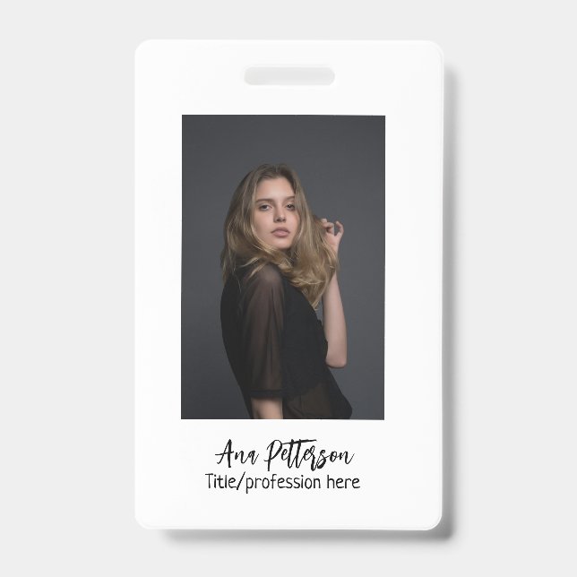 Crachá foto profissional QR website email social moderno (Frente)