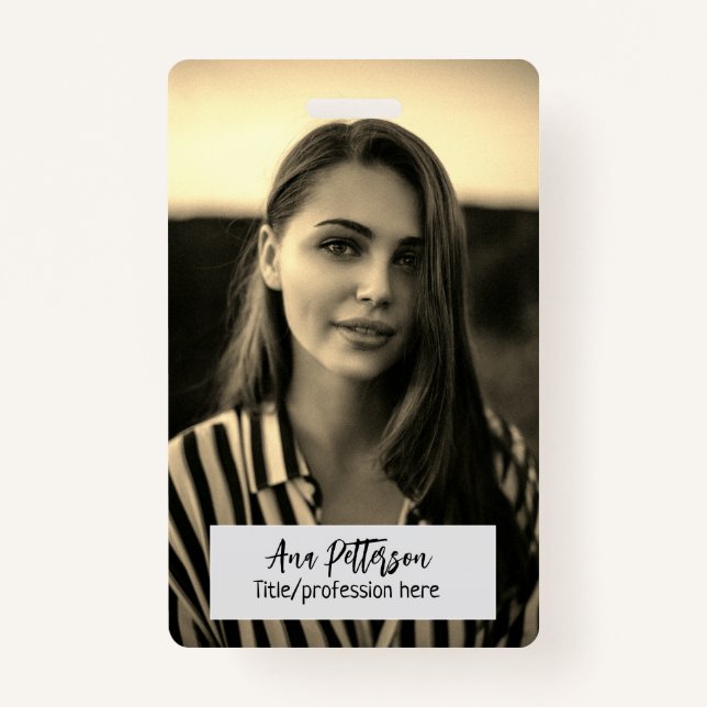 Crachá foto profissional QR website email social moderno (Frente)