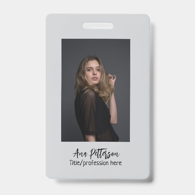 Crachá foto profissional QR website email social moderno (Frente)