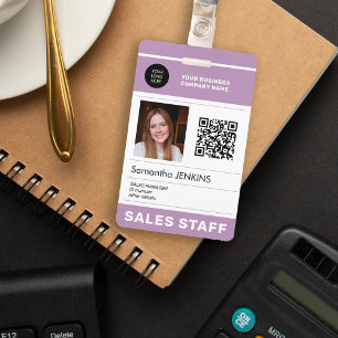 Crachá Foto QR CODE nome do logotipo corporativo ID do fu