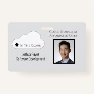 Crachá Foto Reutilizável em Preto e Cinza Magnética Horiz