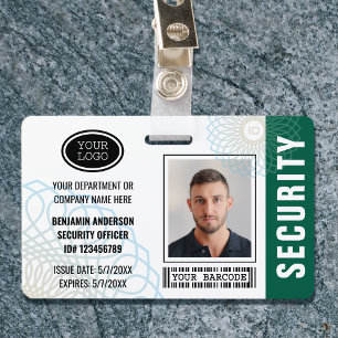 Crachá Foto Verde de ID de Oficial de Segurança Personali